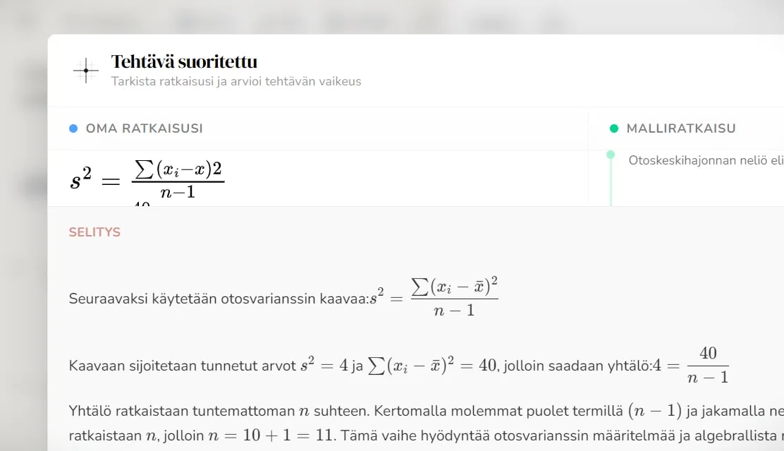 Origo's step-by-step task checking, with a clear explanation for each intermediate step.